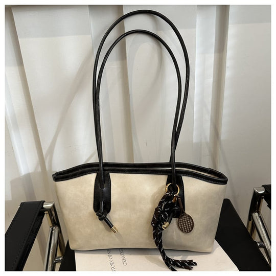 Women's Elegant Large Capacity Tote Bag | Solid Color Shoulder Bag for Work, Daily Commute & Casual Use